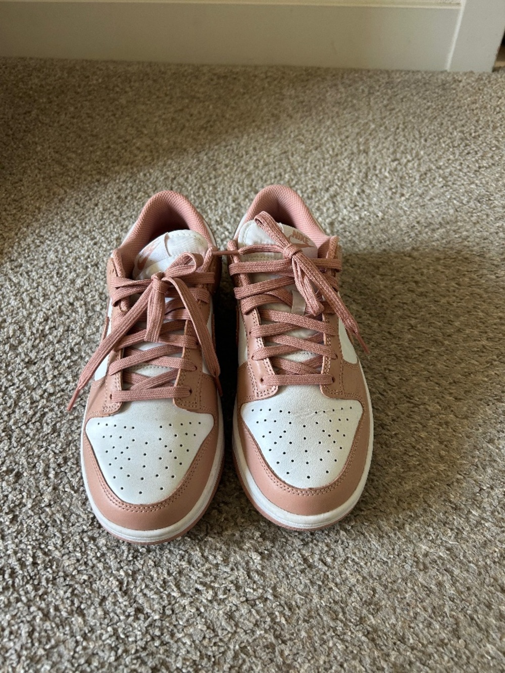 Nike low top dunks blush colored